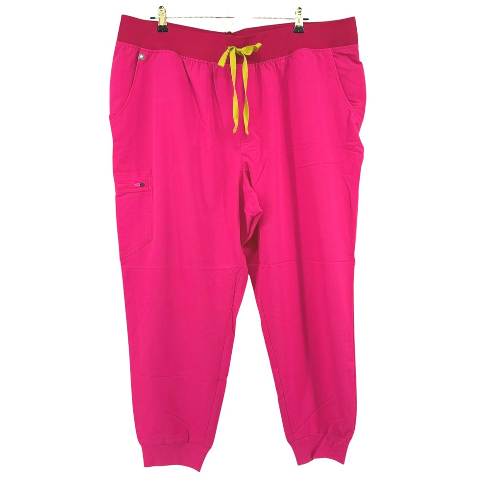 FIGS Zamora High Waisted Yoga Jogger Scrub Pants Hot Pink 4XL NEW Technical